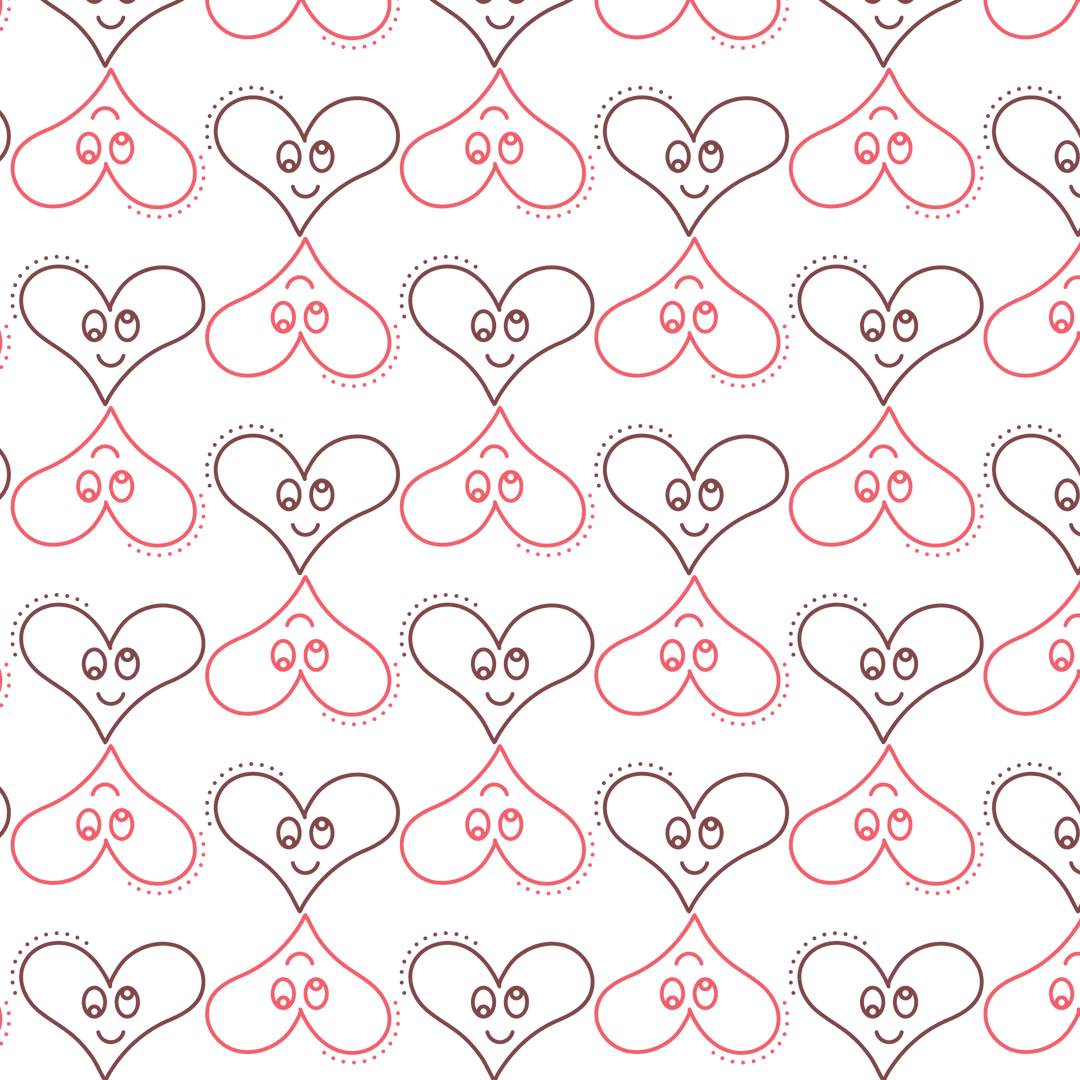 Seamless Red Hearts Pattern on Transparent Background