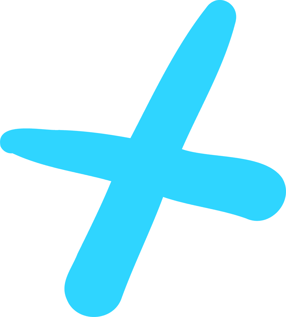 Turquoise Brushstroke Plus Sign on Transparent Background for Modern Design