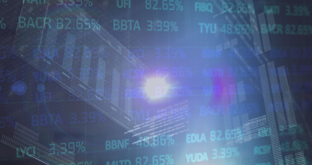 Abstract Digital Stock Market Technology Background with Holographic Tickers