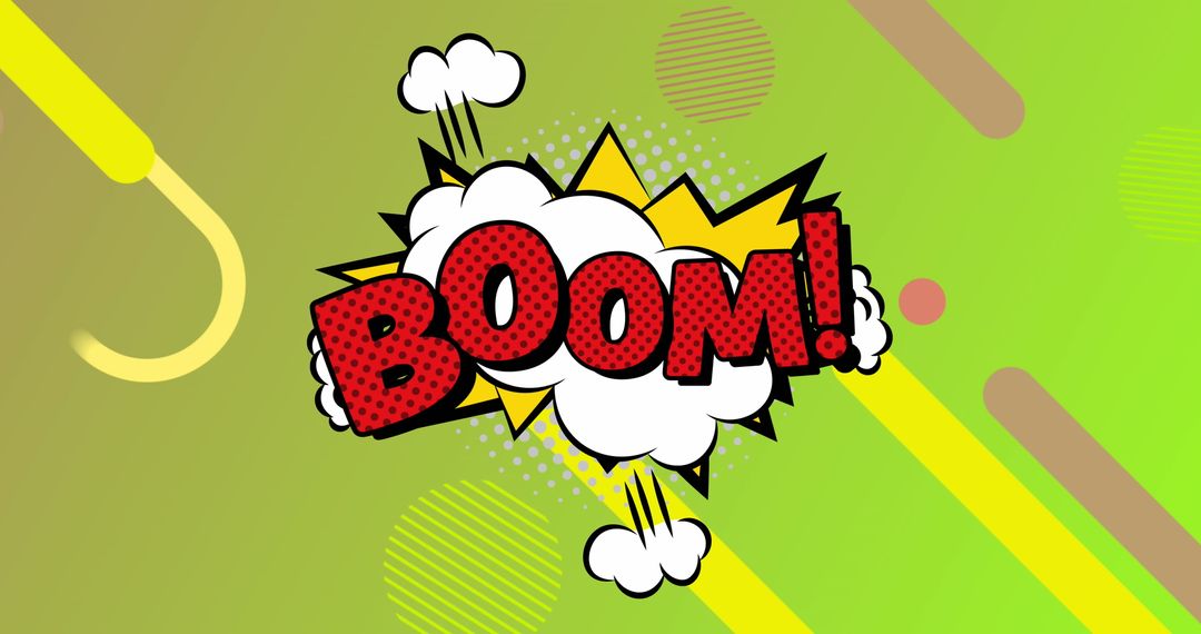Retro Comic Boom Text Art with Abstract Shapes