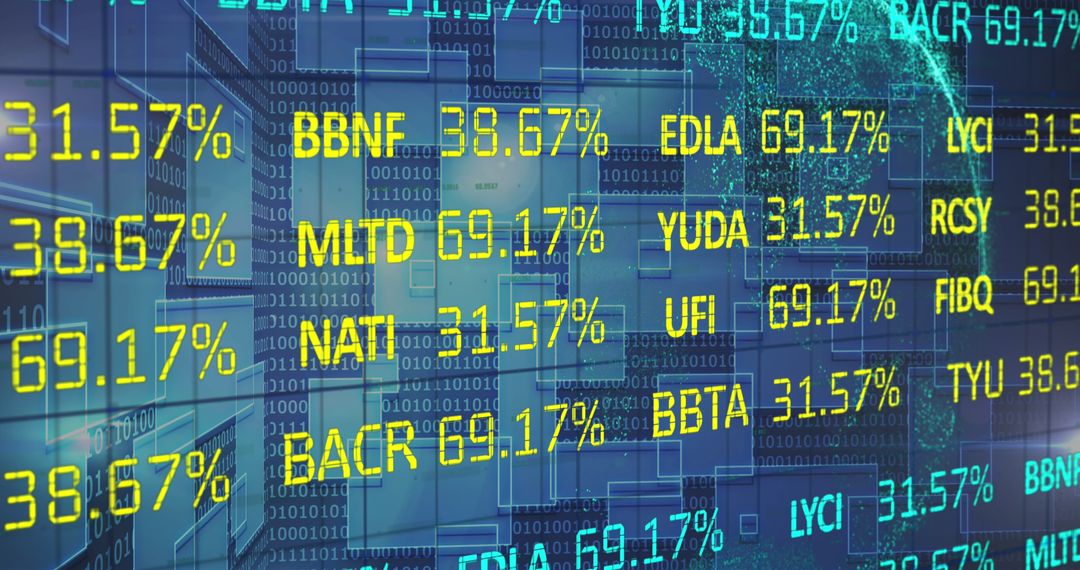 Digital Display of Stock Market Tickers and Binary Code Patterns - Free Images, Stock Photos and Pictures on Pikwizard.com