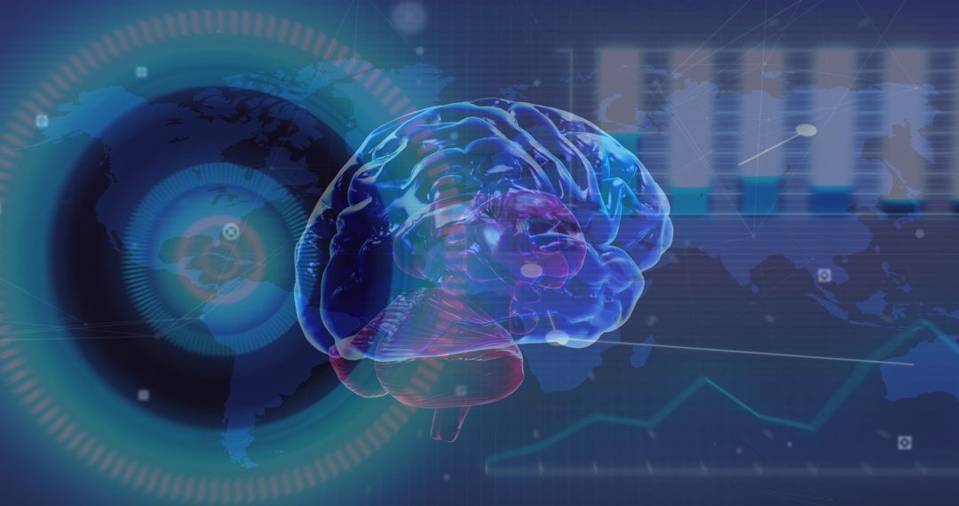 Futuristic Brain with Data Analytics Graphics