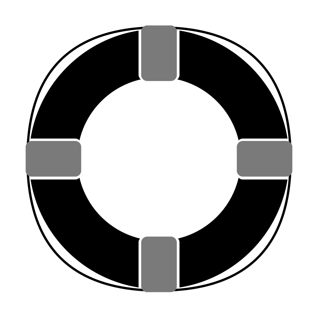 Black Lifebuoy on Transparent Background for Emergency Design