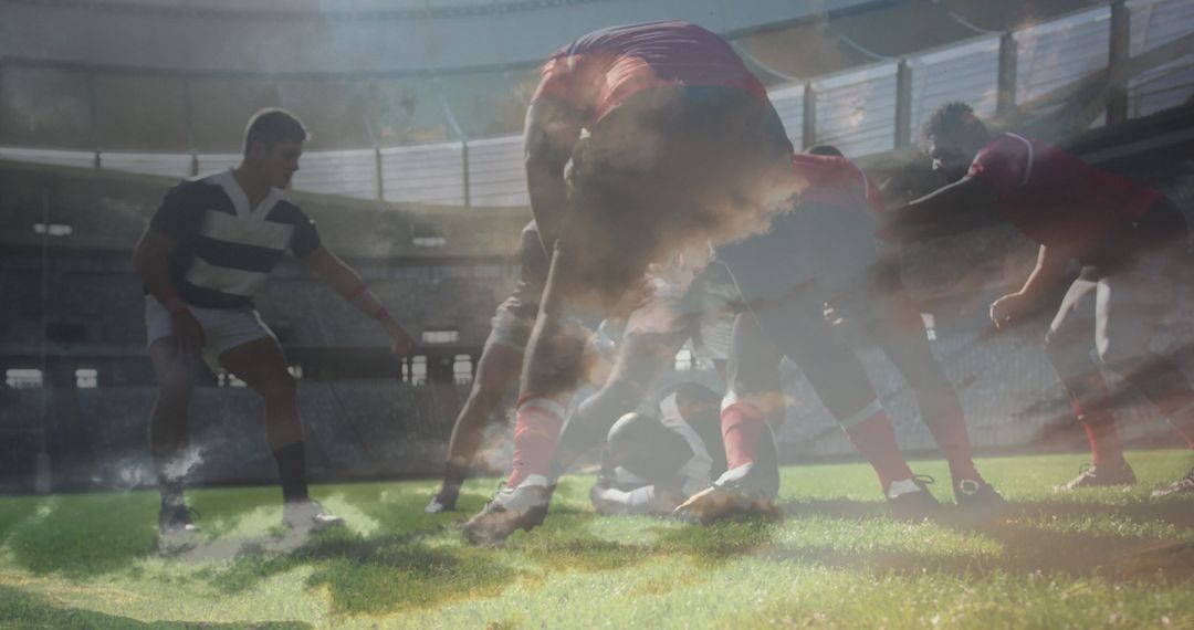 Dynamic Rugby Match Capture Showcasing Athlete Intensity on Field