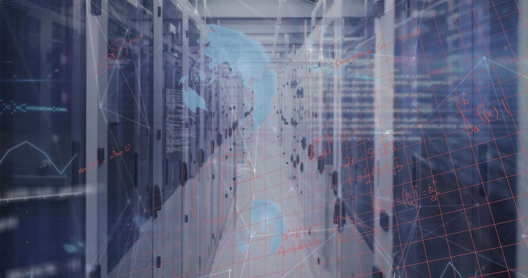 digital interface overlapping mathematics in data center - Free Images, Stock Photos and Pictures on Pikwizard.com