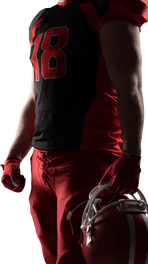 Caucasian Football Player Posing on Transparent Background