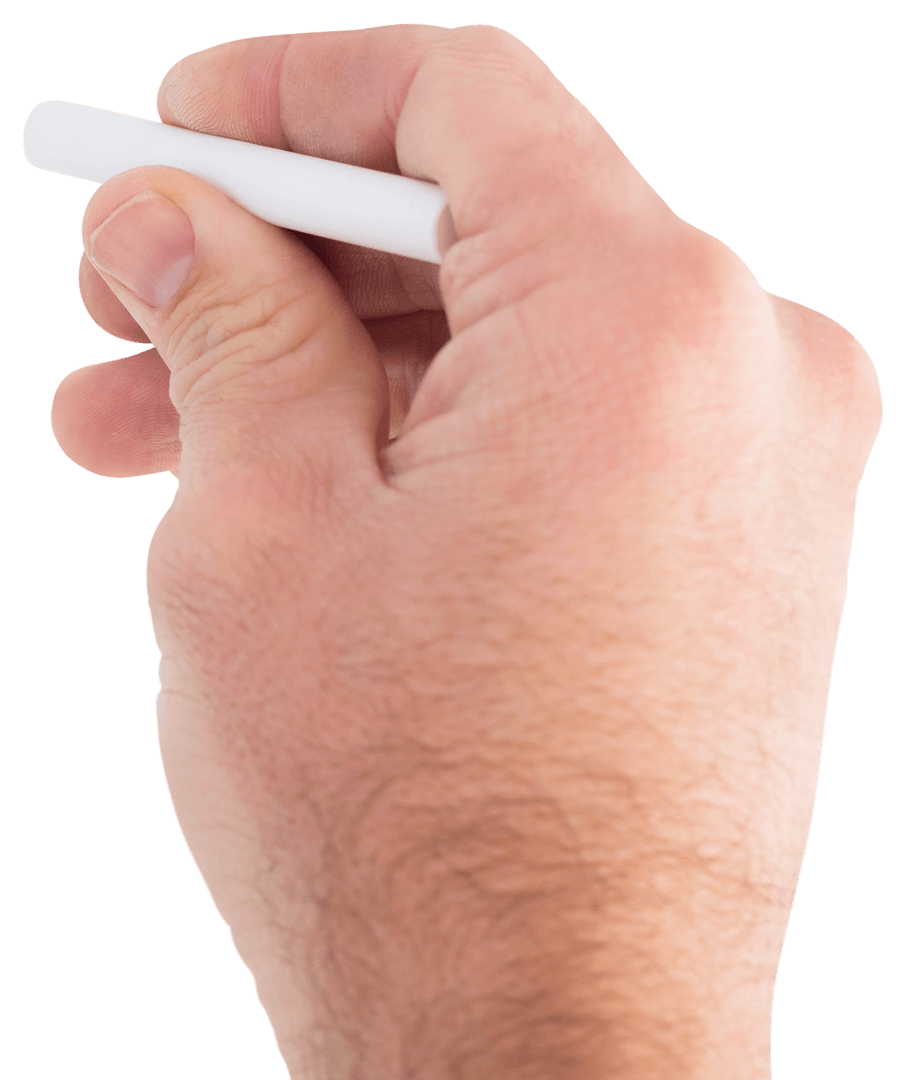 Hand Writing with Chalk on Transparent Background