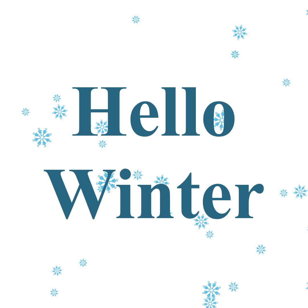 Hello Winter Text with Snowflakes for Seasonal Greetings