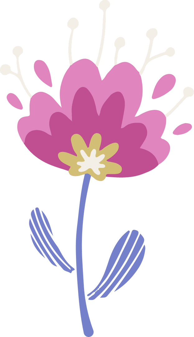 Vibrant Stylized Flower on Transparent Background Blooming