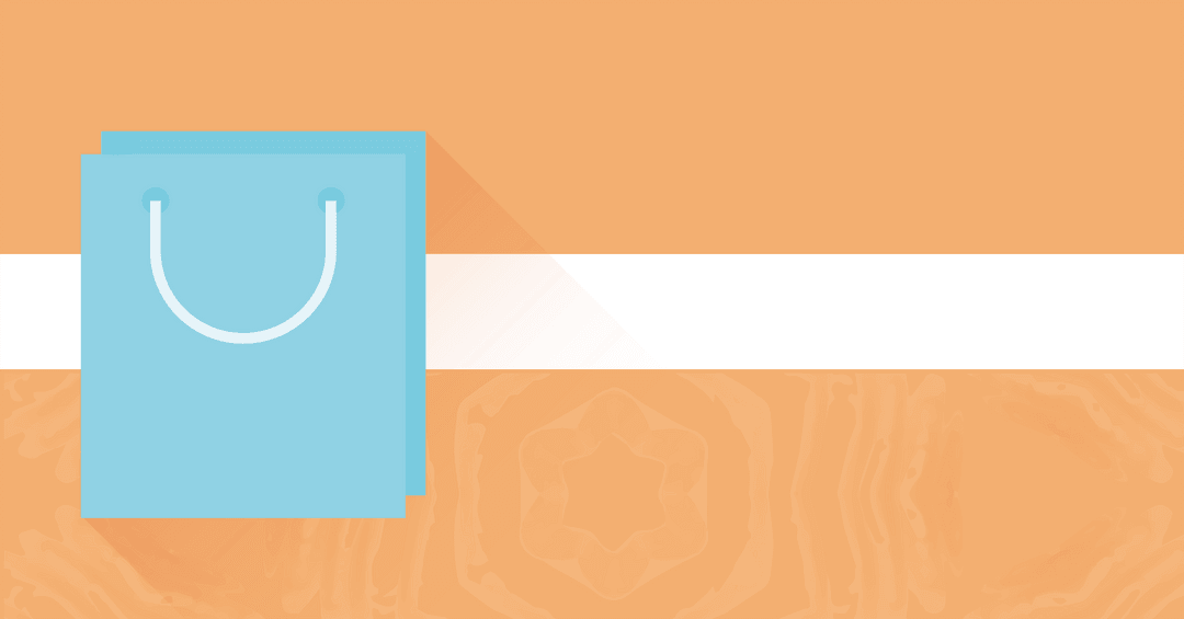 Transparent Shopping Bag with Geometric Shapes Background