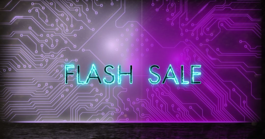 Flash Sale Text Over Digital Circuit on Dark Background