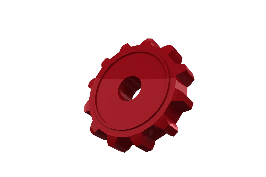 Red Transparent Gear on White Background