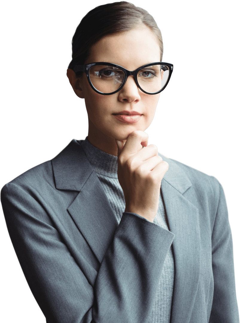 Transparent Portrait of Confident Businesswoman in Eyeglasses