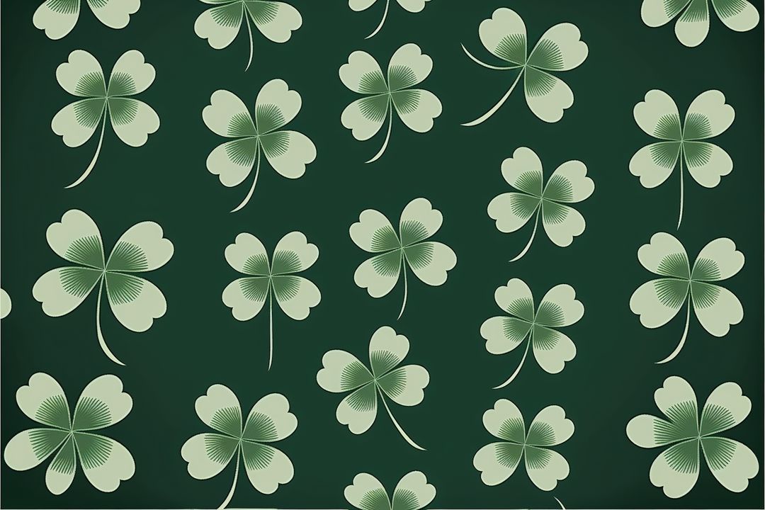 Repeated shamrock clover leaves on green background, created using generative ai technology - Free Images, Stock Photos and Pictures on Pikwizard.com