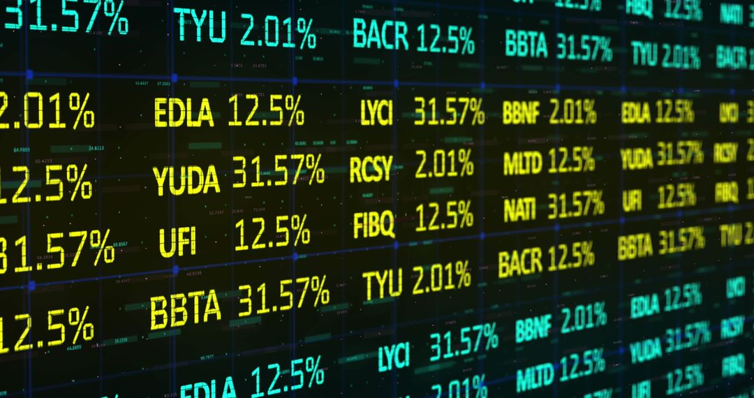 Digital Screen Displaying Stock Market Financial Data