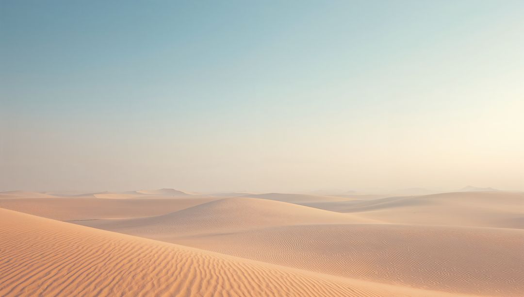 Golden Sand Dunes Shaped by Wind in Remote Minimalist Desert