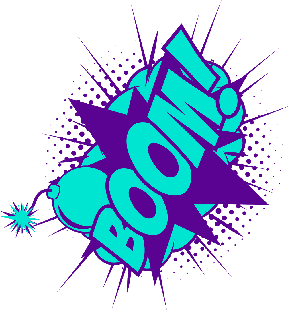 Comic Explosion BOOM Pop Art Icon with Transparent Impact