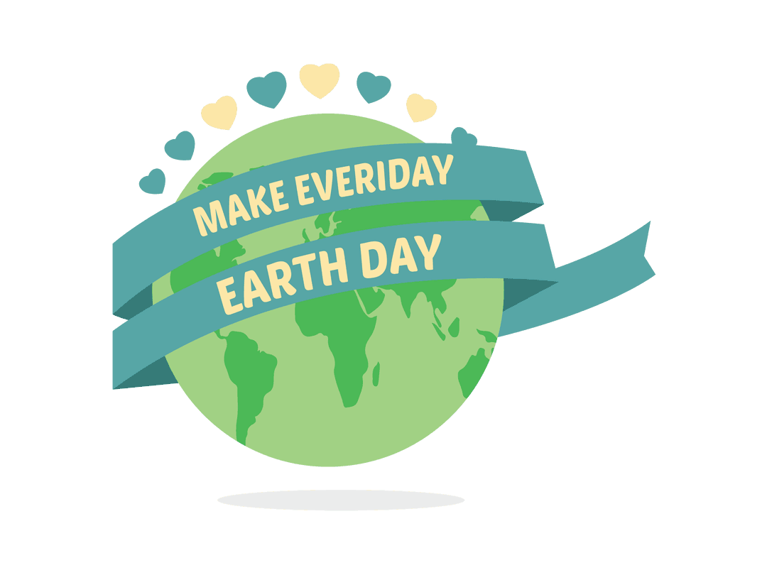 Earth Day Green Globe with Heart Icons on Transparent Background