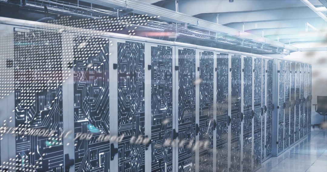 Modern Data Center with Server Racks and Networking Equipment