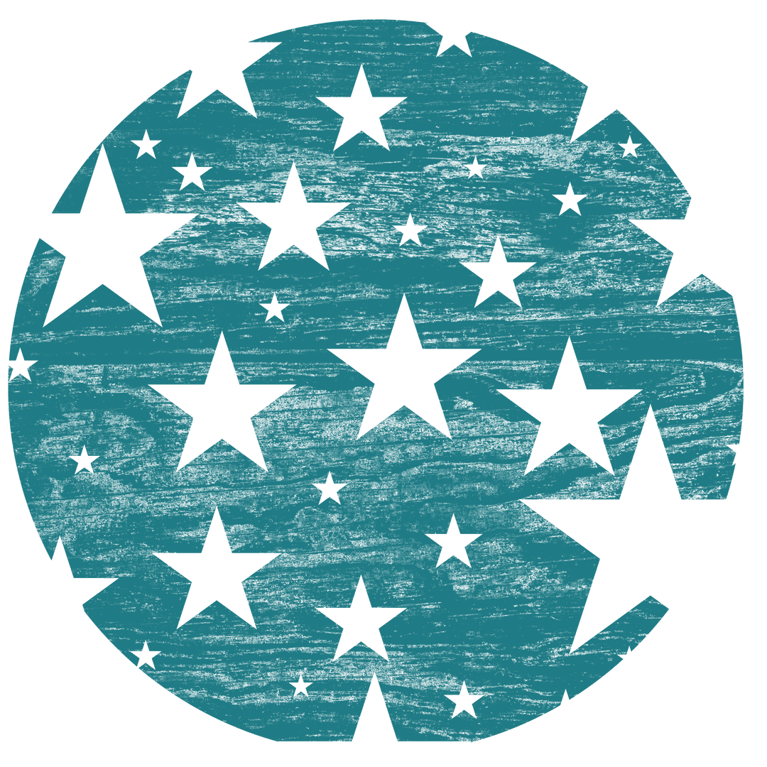 Transparent Teal Circle Filled With Star Shapes