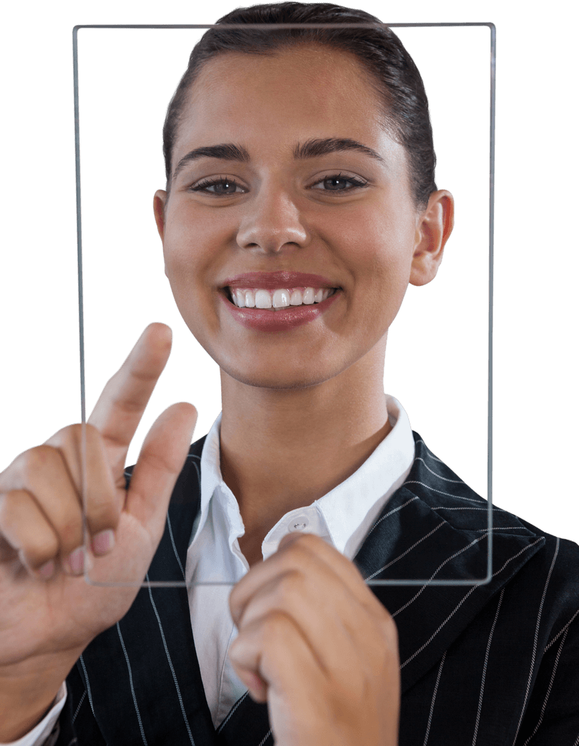 Transparent Screen Technology with Businesswoman in Suit