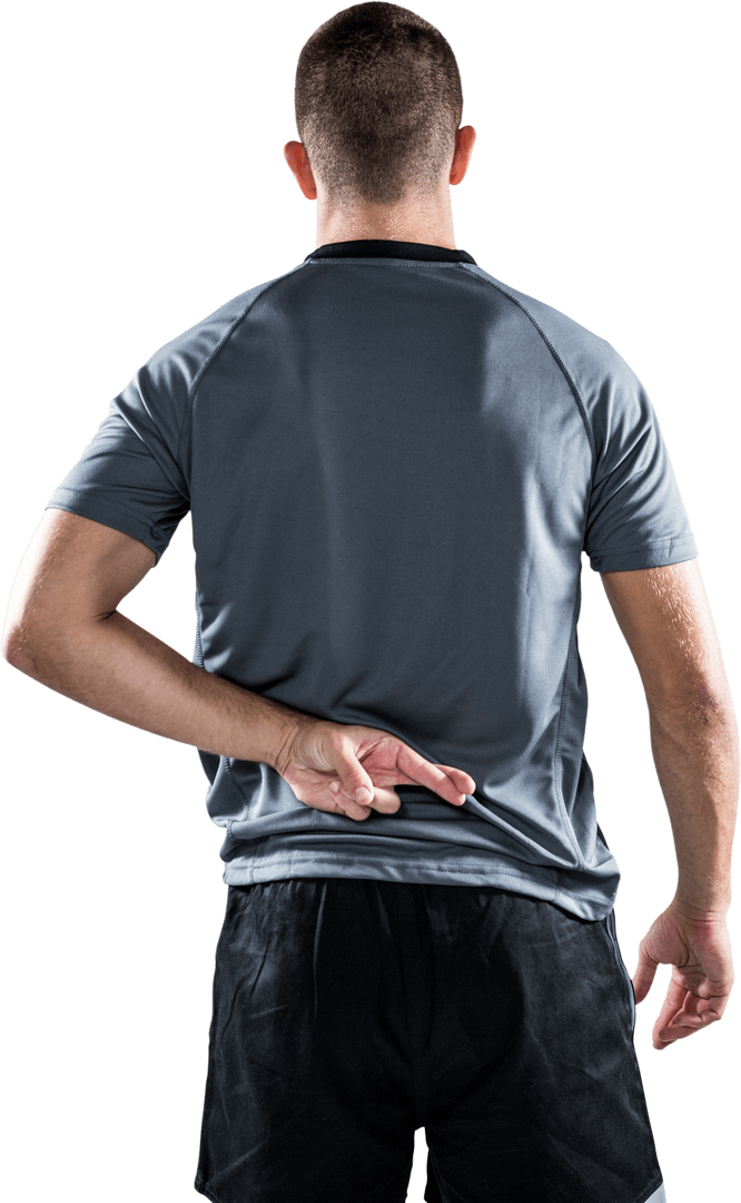 Rugby Player Fingers Crossed Gesture Fake Transparency Background