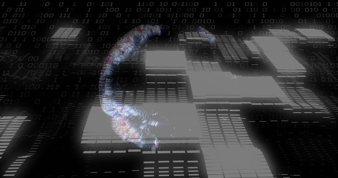 Futuristic Holographic Swirl Above Digital Grid Background