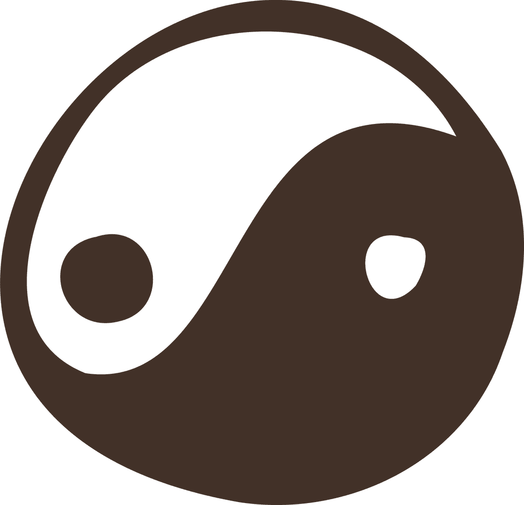 Smooth Yin Yang Symbol on Transparent Background: Balance in Brown