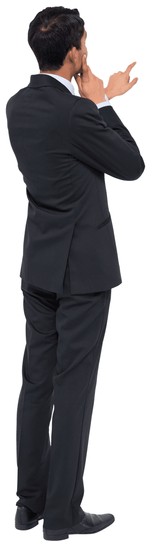 Biracial Businessman Touching Virtual Interface