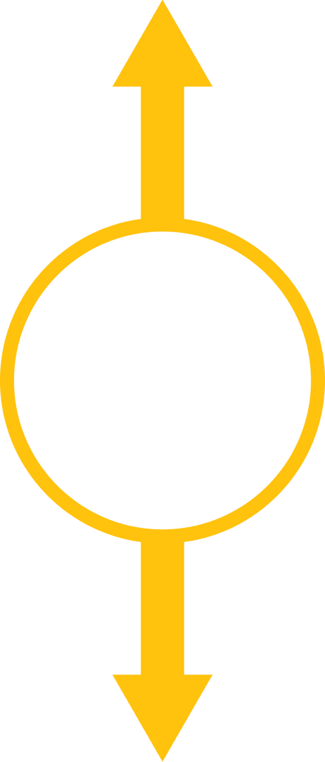 Yellow Circle with Arrow Symbol on Transparent Background