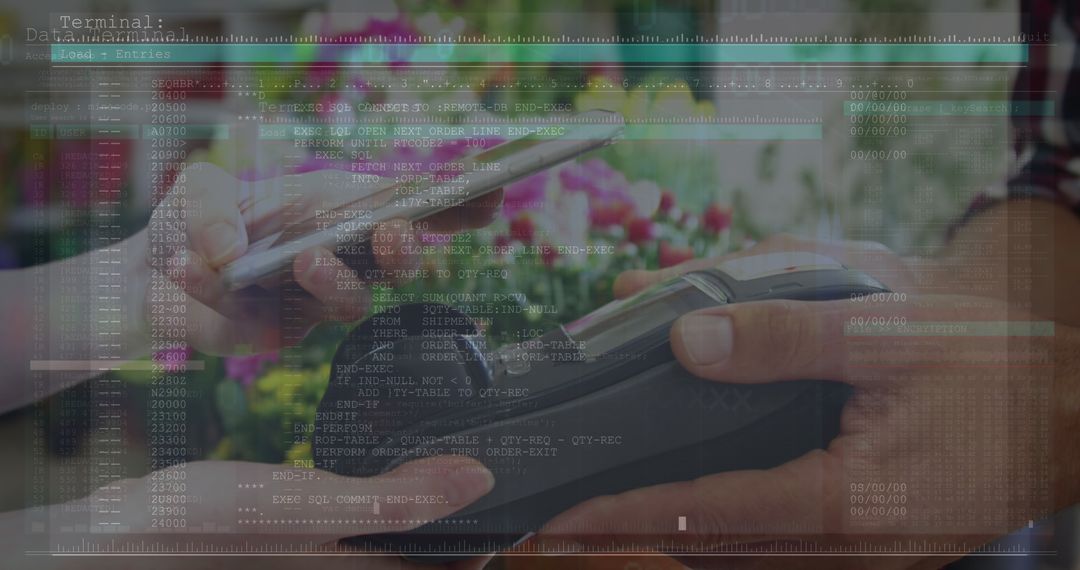 Digital Transaction Concept with Smartphone Payment and Data Overlay