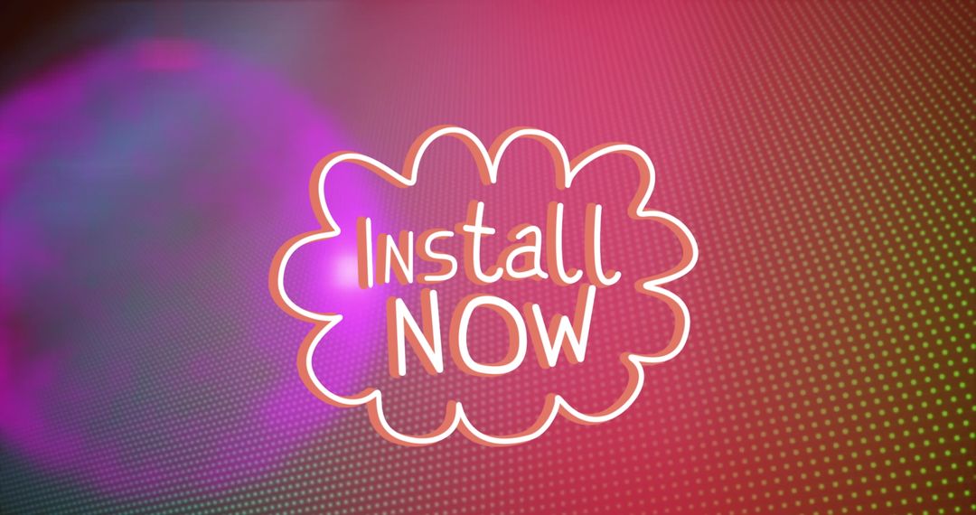 Digital Interface Install Now Text with Neon Effect