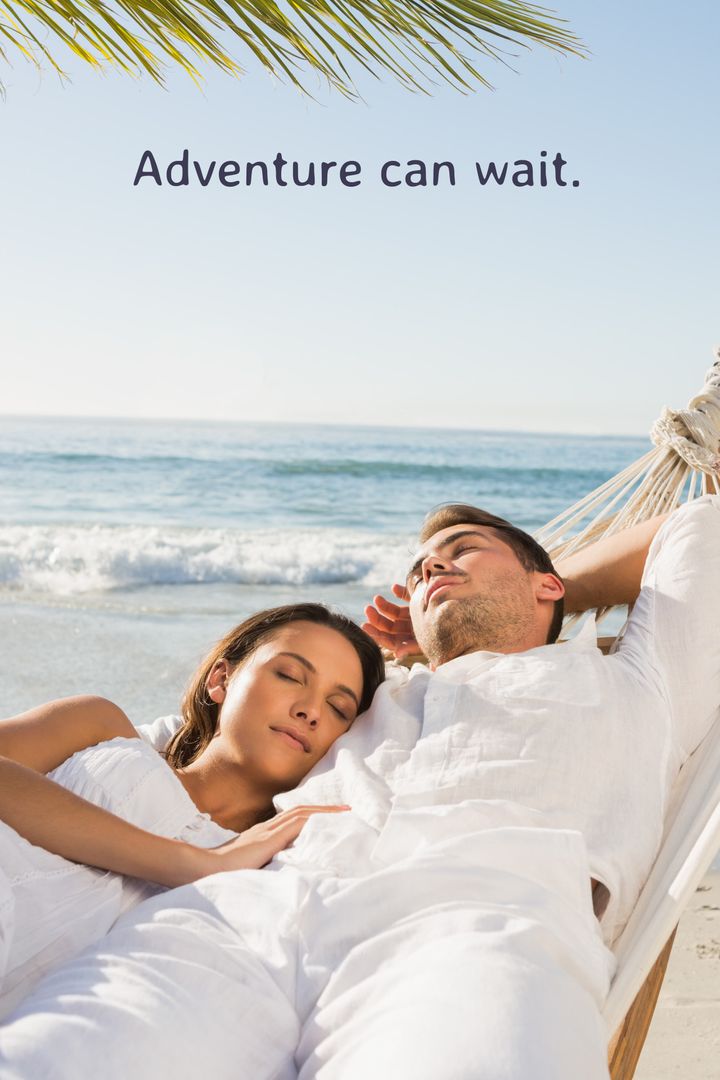 Couple Relaxing in Hammock by Sea Illustrating Tranquility
