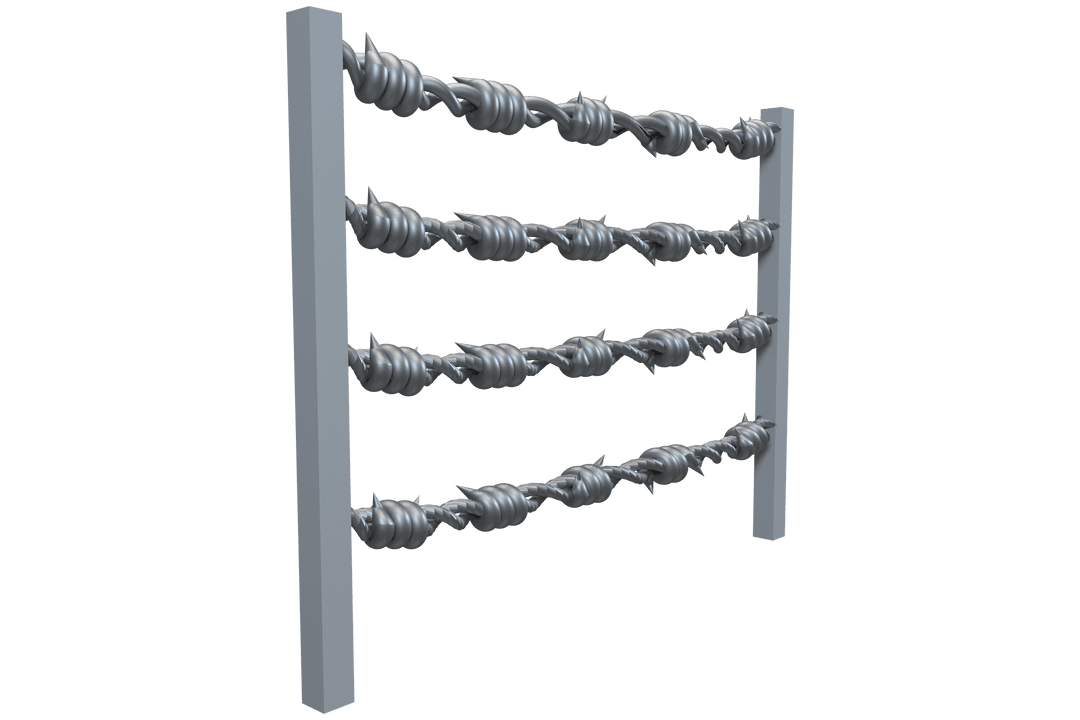 Transparent Barbed Wire on Poles for Security Concepts