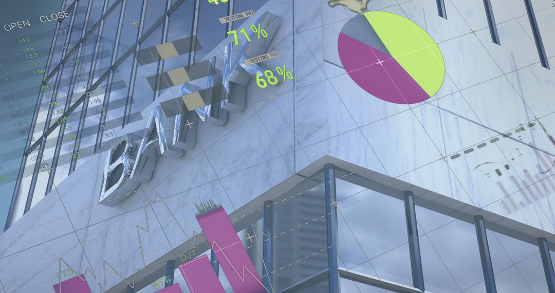 Financial Growth Concept with Digital Data Overlay on Skyscraper