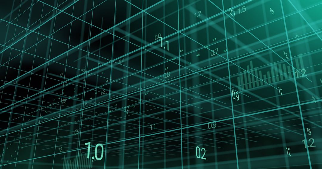 Abstract Digital Interface with Grid and Numerical Data Visualization