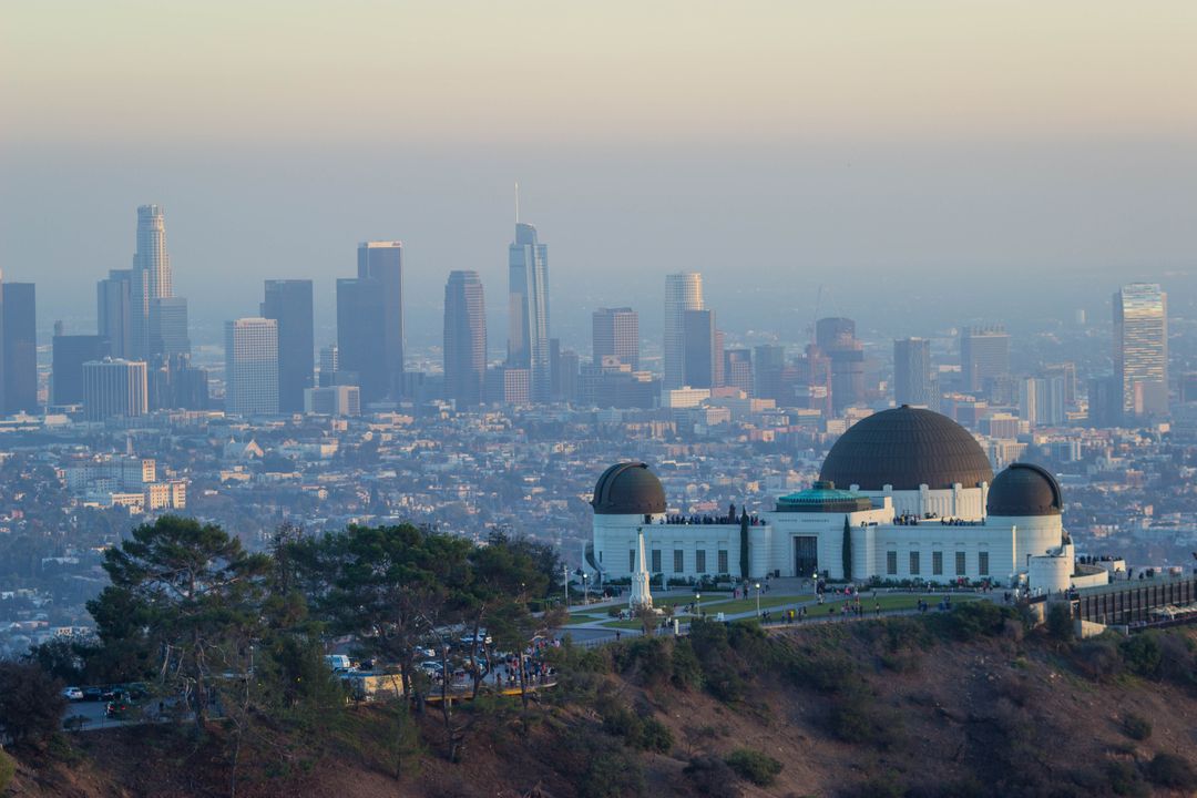 Griffith Observatory with Los Angeles Skyline at Sunrise - Free Images, Stock Photos and Pictures on Pikwizard.com