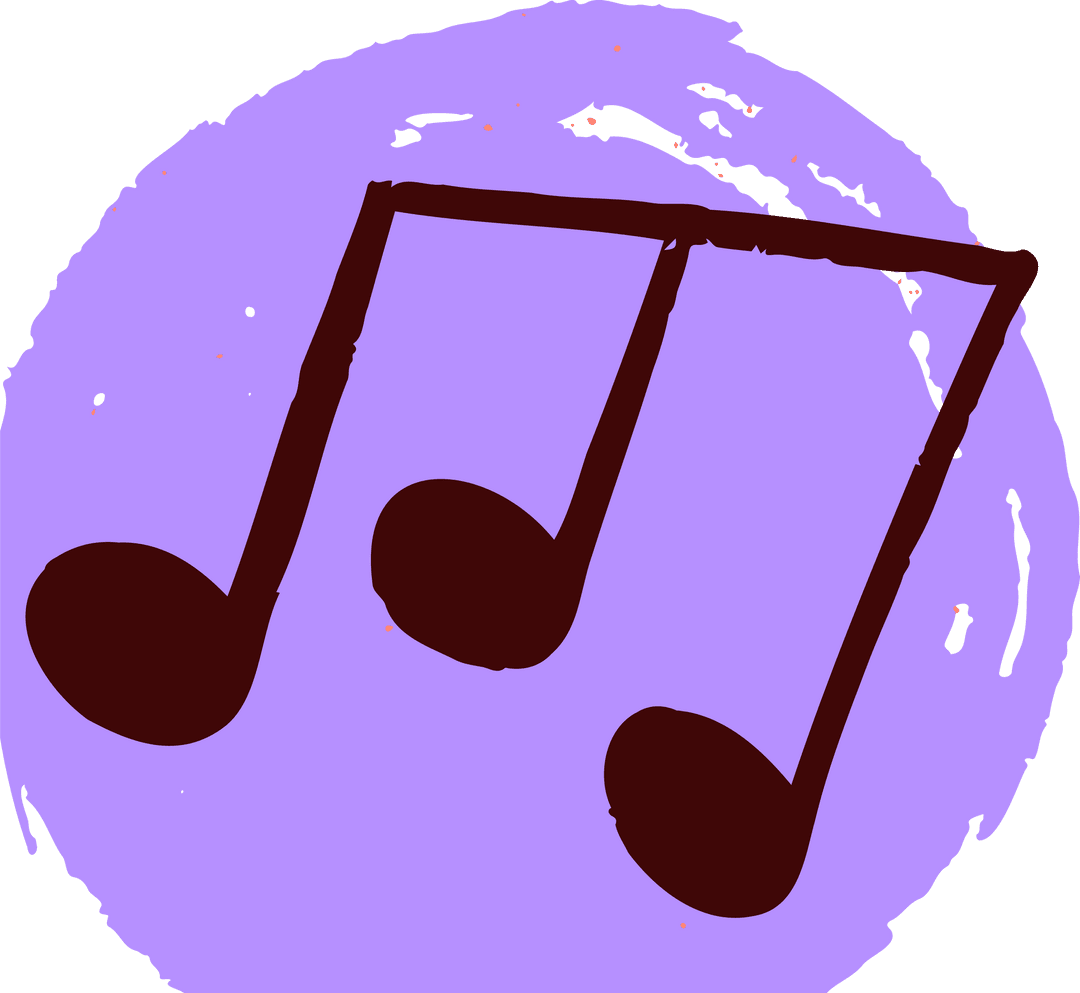 Stylized Music Notes on Lilac Oval Paint Stroke with Transparent Background