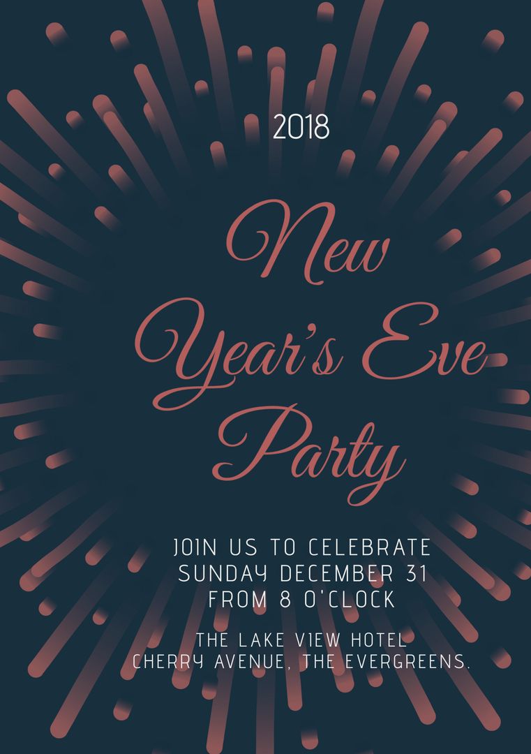 Stylish New Year's Eve Party Invitation with Fireworks Motif