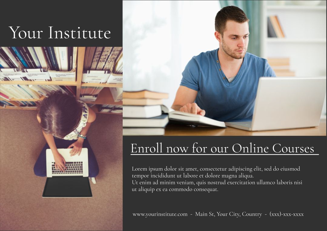 Enroll Now for Online Courses at Your Institute - Download Free Template  from Pikwizard