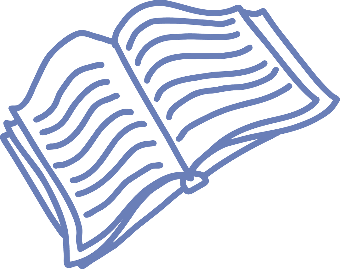 Minimalist Monochrome Line-Art Open Book Illustration Transparent