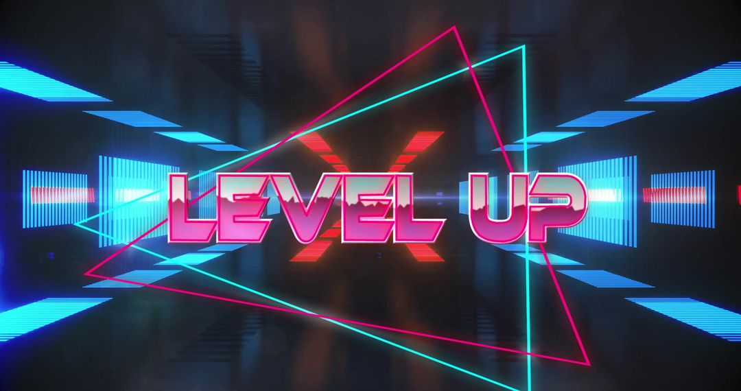 Neon Gaming Concept with Level Up Text