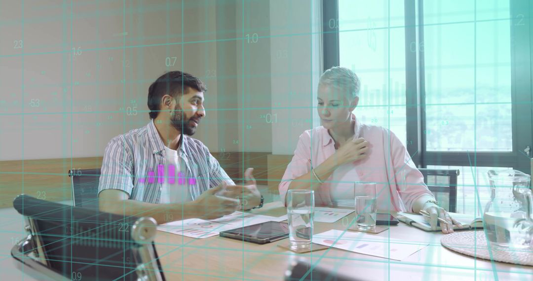 Colleagues Collaborating Over Data Analytics in Modern Office