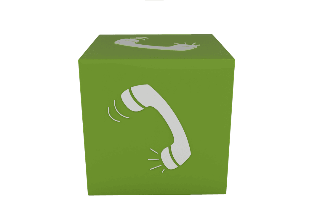 Transparent Green Cube with Phone Icon Illustration