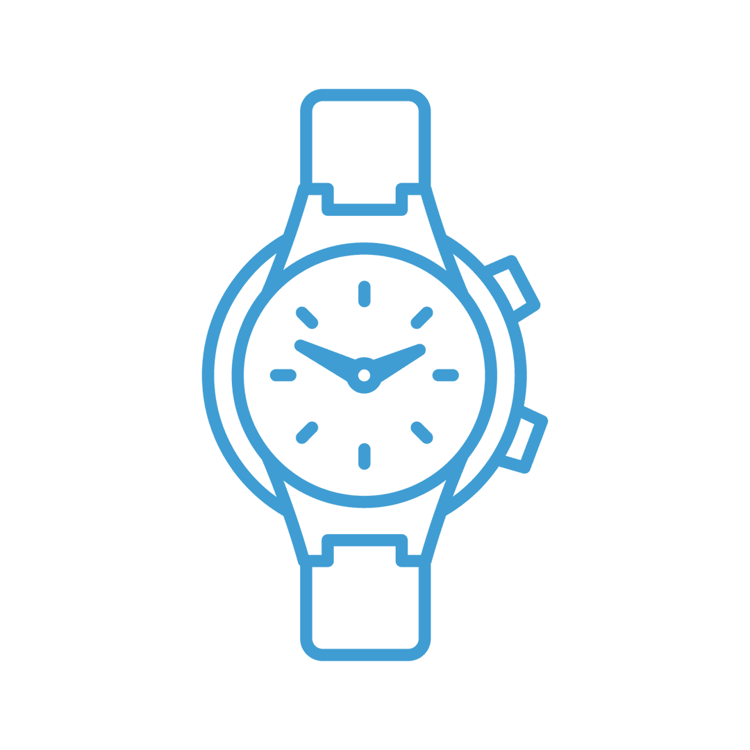 Blue Outline Wristwatch Illustration on Transparent Background