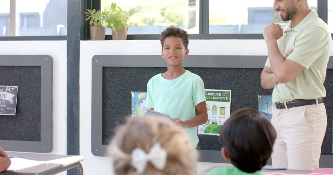 Confident Student Presenting School Project in Classroom