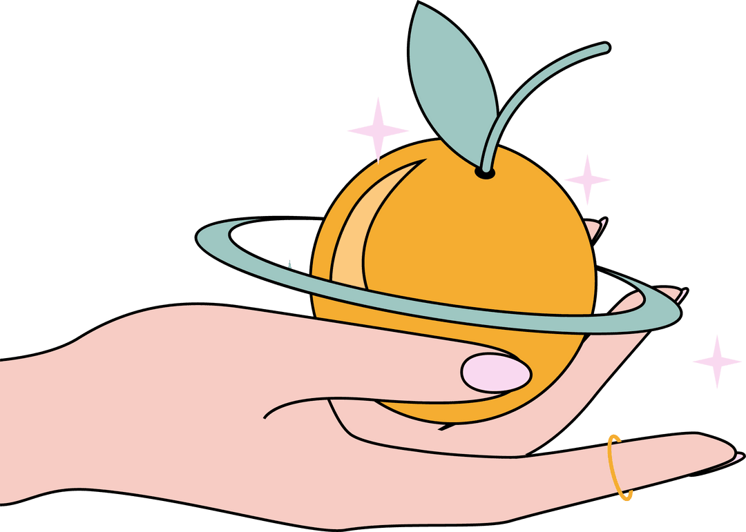 Hand Holding Orbited Orange on Transparent Background Illustration