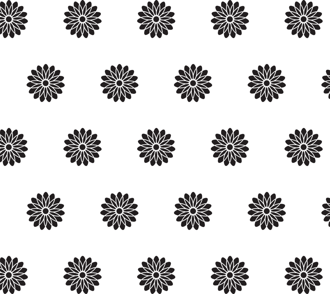 Seamless Black Floral Pattern on Transparent Background Vector Art