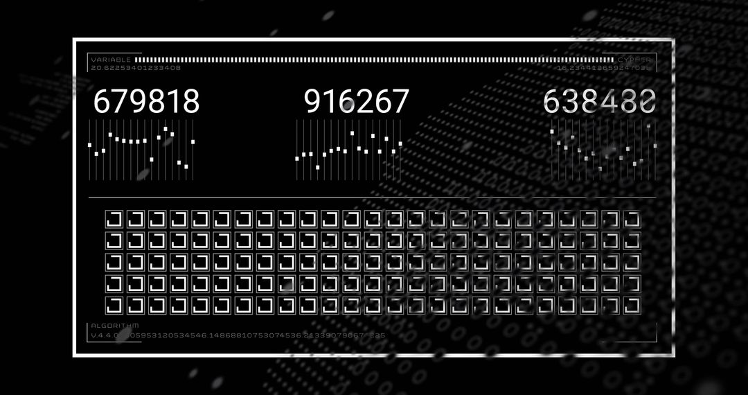 Digital Interface with Data Visualization on Black Background