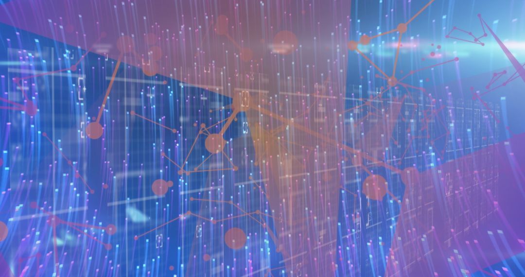 Abstract Digital Network with Glowing Connective Nodes